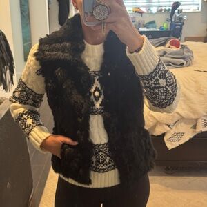 Women's Black Fur Vest